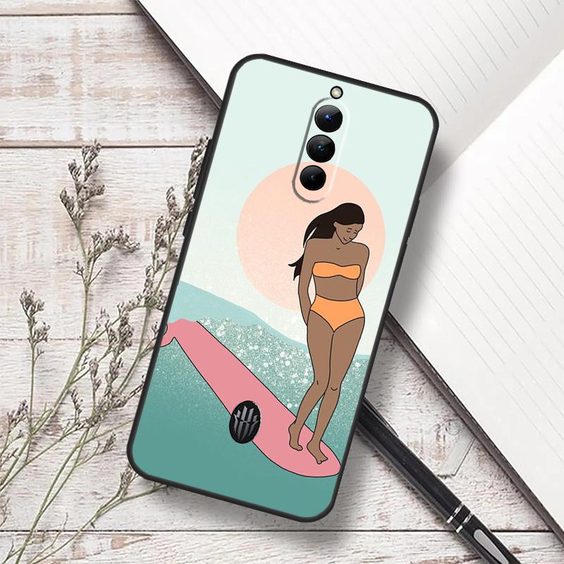 Surfing Art Surf Girl Case For ZTE Nubia Red Magic 8 9 10 8S 9S 10S 11 Pro Plus 6 7 6S 7S Pro 5G 6R 10 Air Funda