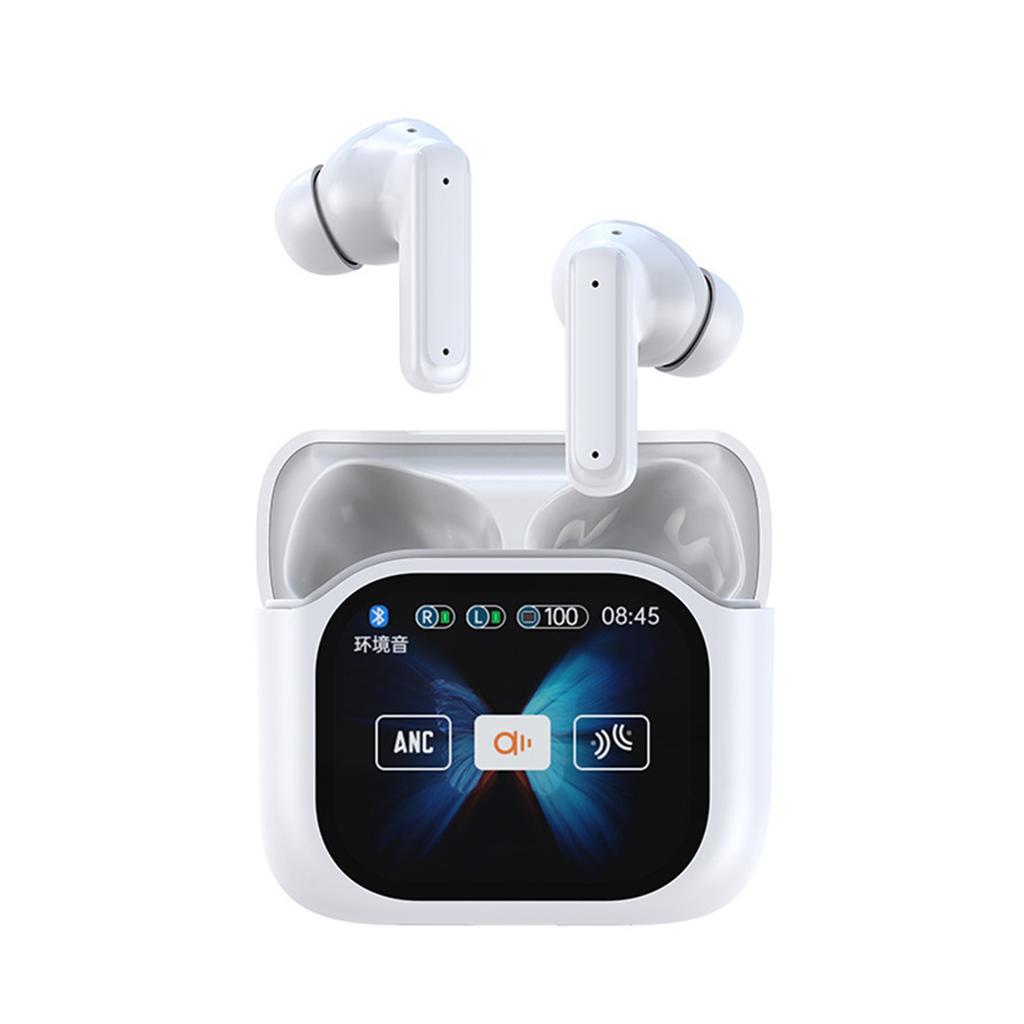 JM19 Bluetooth Earbuds With LCD Color Display, ANC/ENC Noise Cancellation, 5.4 Low Power Consumption, Wireless Sport Earphones For Gym/Running