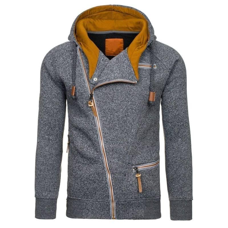 Stylish Men's Casual Solid Color Long Sleeve Zipper Hoodie Sweatshirt For Fall