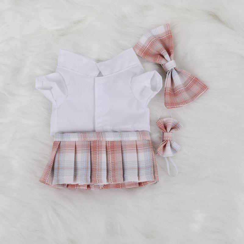 10x20cm College Style Doll Uniform: Pleated JK Skirt Set for Plushie Dolls