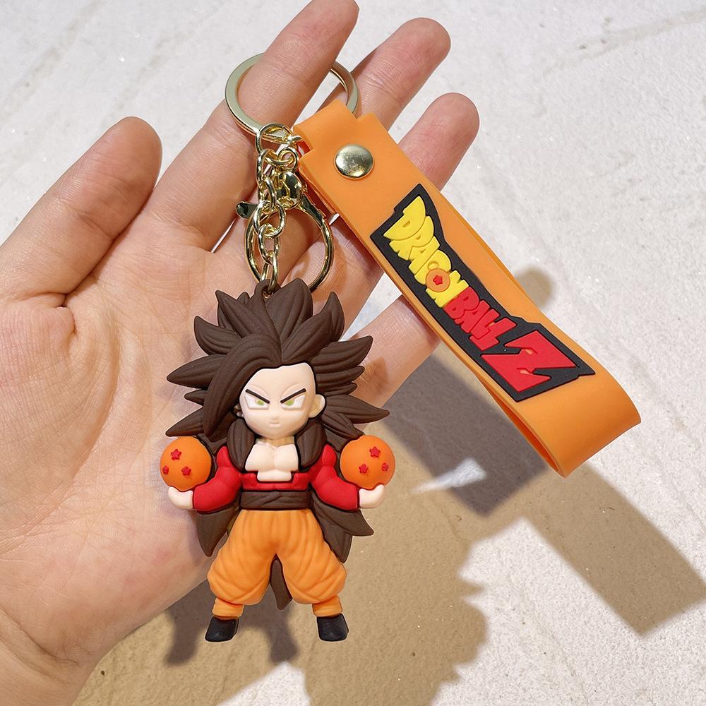 Dragon Ball Z Keychain Anime Super Saiyan Goku Figure Cute Keyring Bag Pendent Car Ornament Key Accessories Kids Toy Xmas Gifts