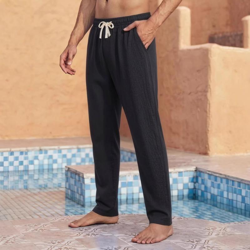 

Men Light Gray Drawstring Waist Casual Straight Leg Pants M чёрный