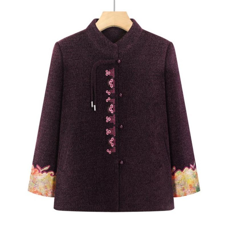 Old Man Winter Coat Mother Winter Clothes Old Lady Stand-up Collar Fleece Thickened Coat Top