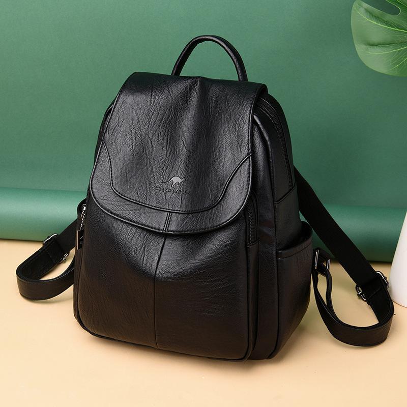 Schultasche Echter Leder Rucksack Damen 1011 Sommer Neue Mode Vielseitig Weiches Leder Rindsleder Texturiert Große Kapazität Reise Tasche