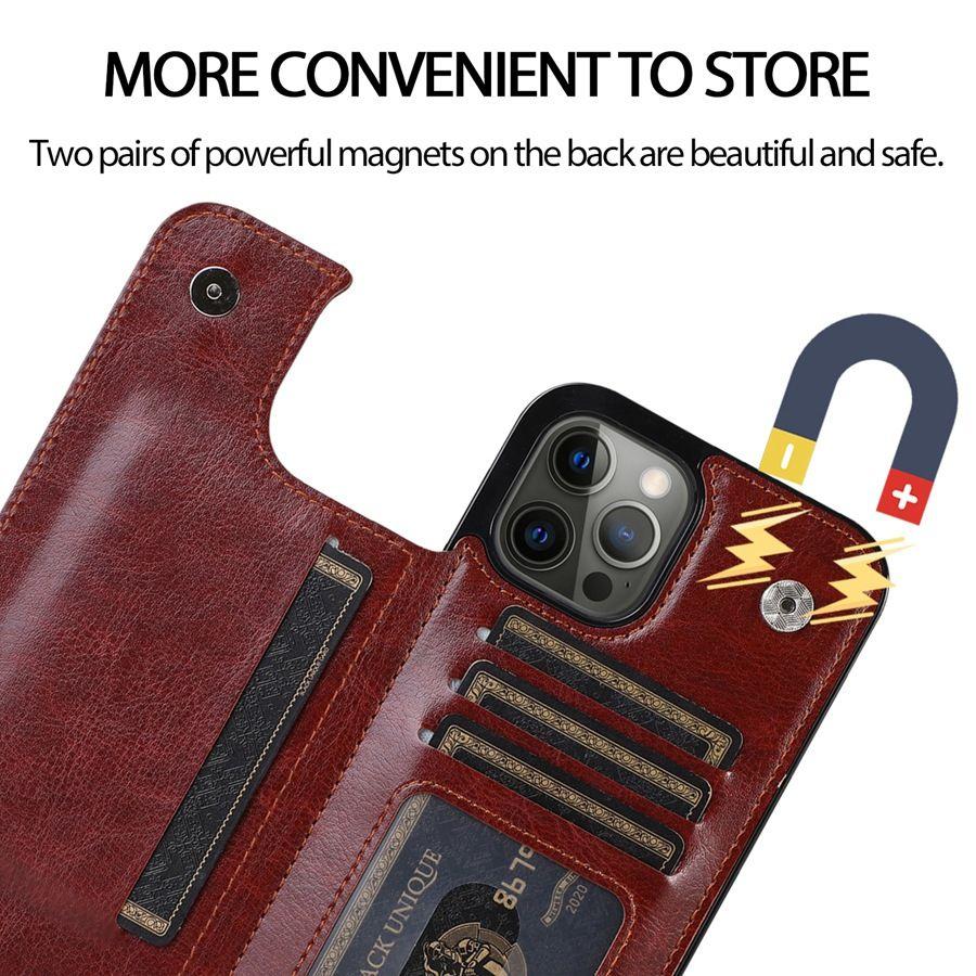 Leather Wallet Phone Case for Apple iPhone 17ProMax- PU Leather Card Holder Magnetic Flip Shockproof  Full Cover Cases On iPhone 17/16/15/14/13/12/11