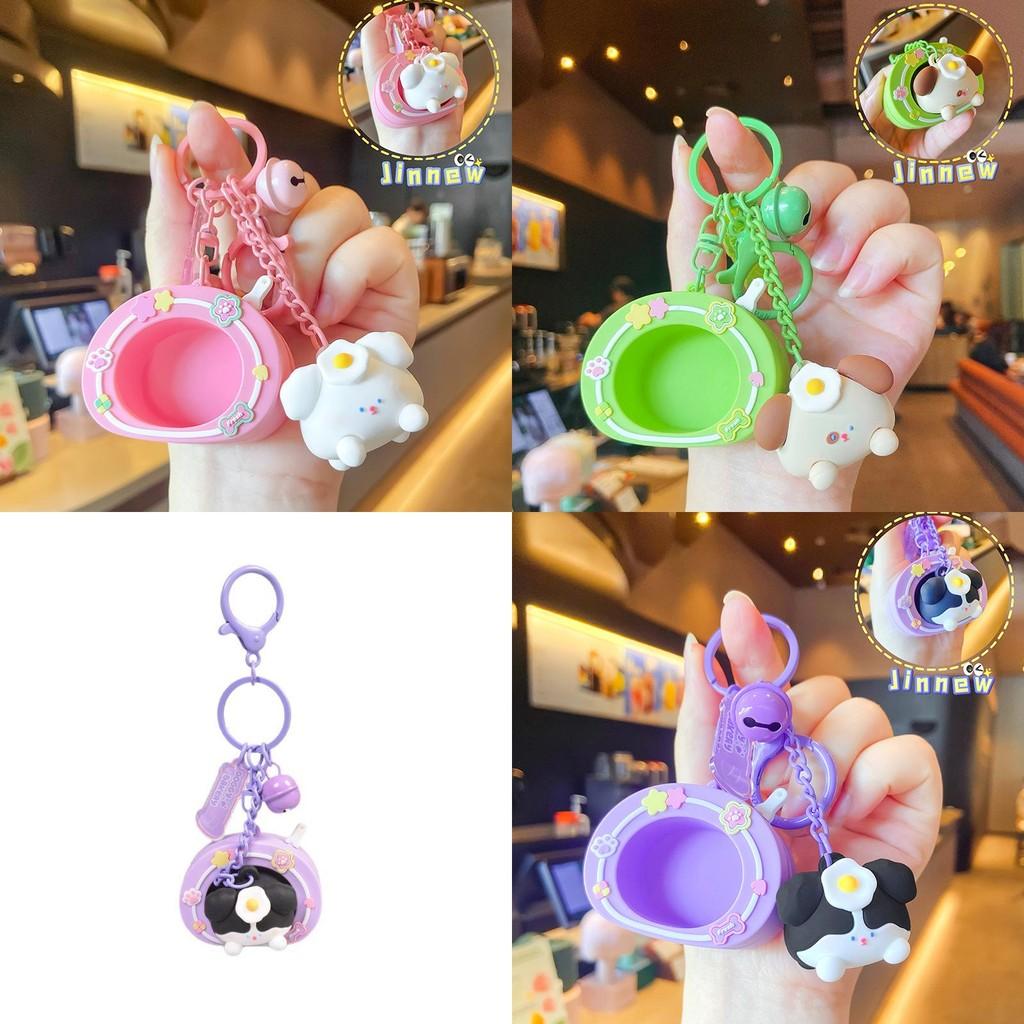 Cartoon Poached Egg Dog Keychain With Resin Material For Backpack And Keys