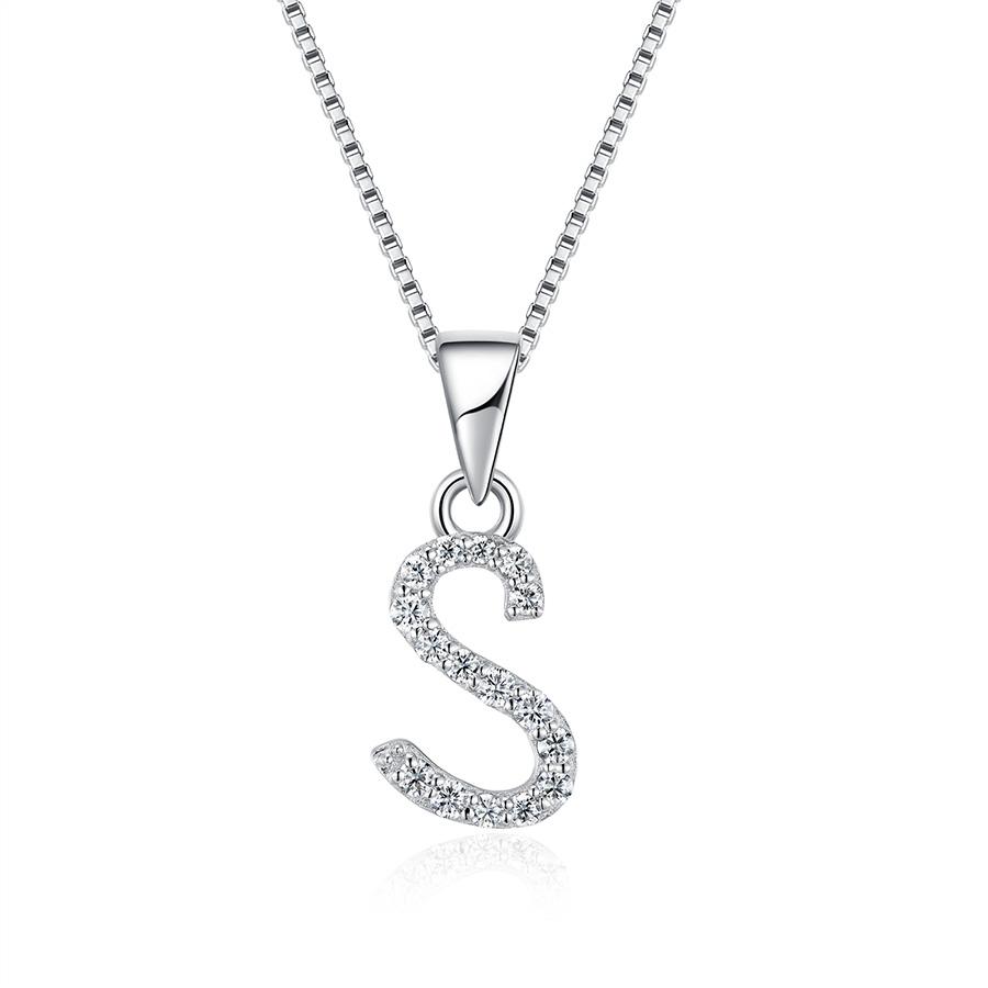 Charming Alphabet Elegant Pendant Initial Letter S Simple Exquisite Love Heart Necklace Fashion DIY