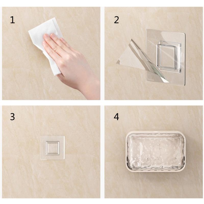 Bathroom Wall Mount Soap Holder Drainage Shelf Organizers Adhesive Mount Soap Dish Bathroom Organizers Soap Holder