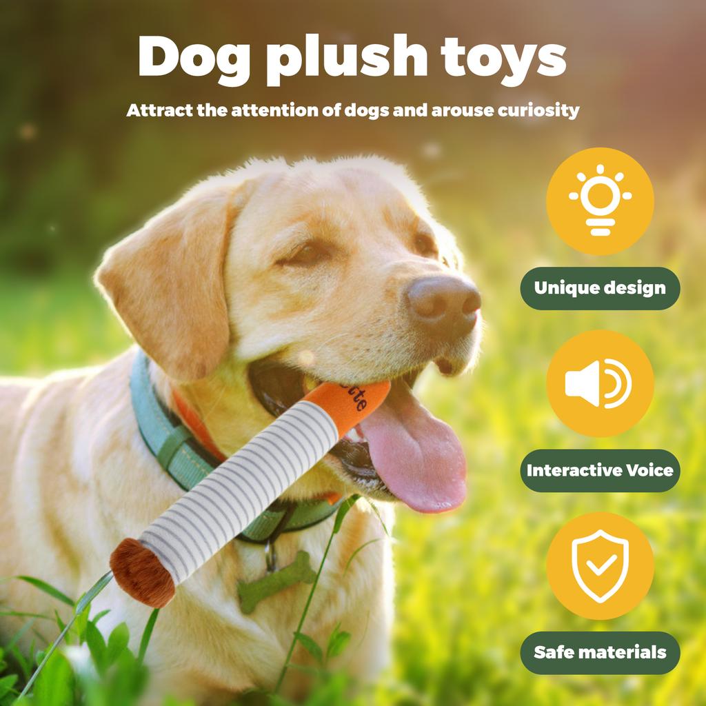 Dog Cigarette Toys Creative Cigar Interactive Plush Chewing Toy with Squeaky Sound Funny Puppies Toys for Small to Medium Breed