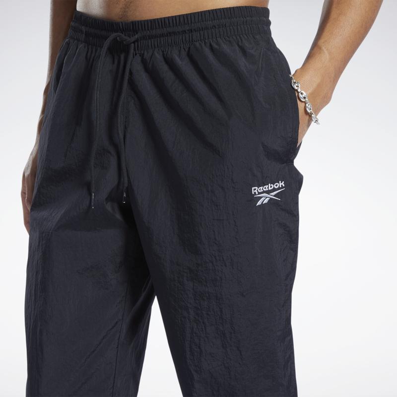 Reebok Solid Color Mid Waist Breathable Straight Leg Casual Pants Men bottoms Black HM9233