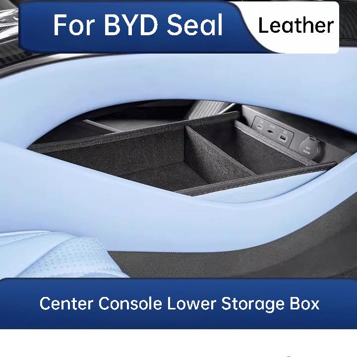 For BYD Seal Car Center Console Lower Storage Box Leather Vehicle Mounted Organizer Interior Scratch-proof Accessories Blue 1pc