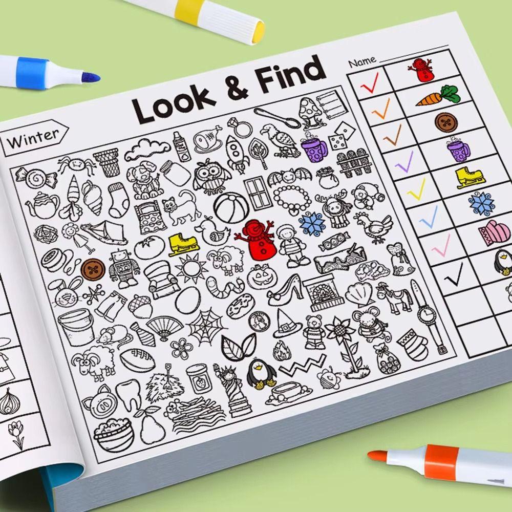 Handwriting Exercise Fun Coloring Book Enhance Visual Perception Look & Find Game Book Kids Toy