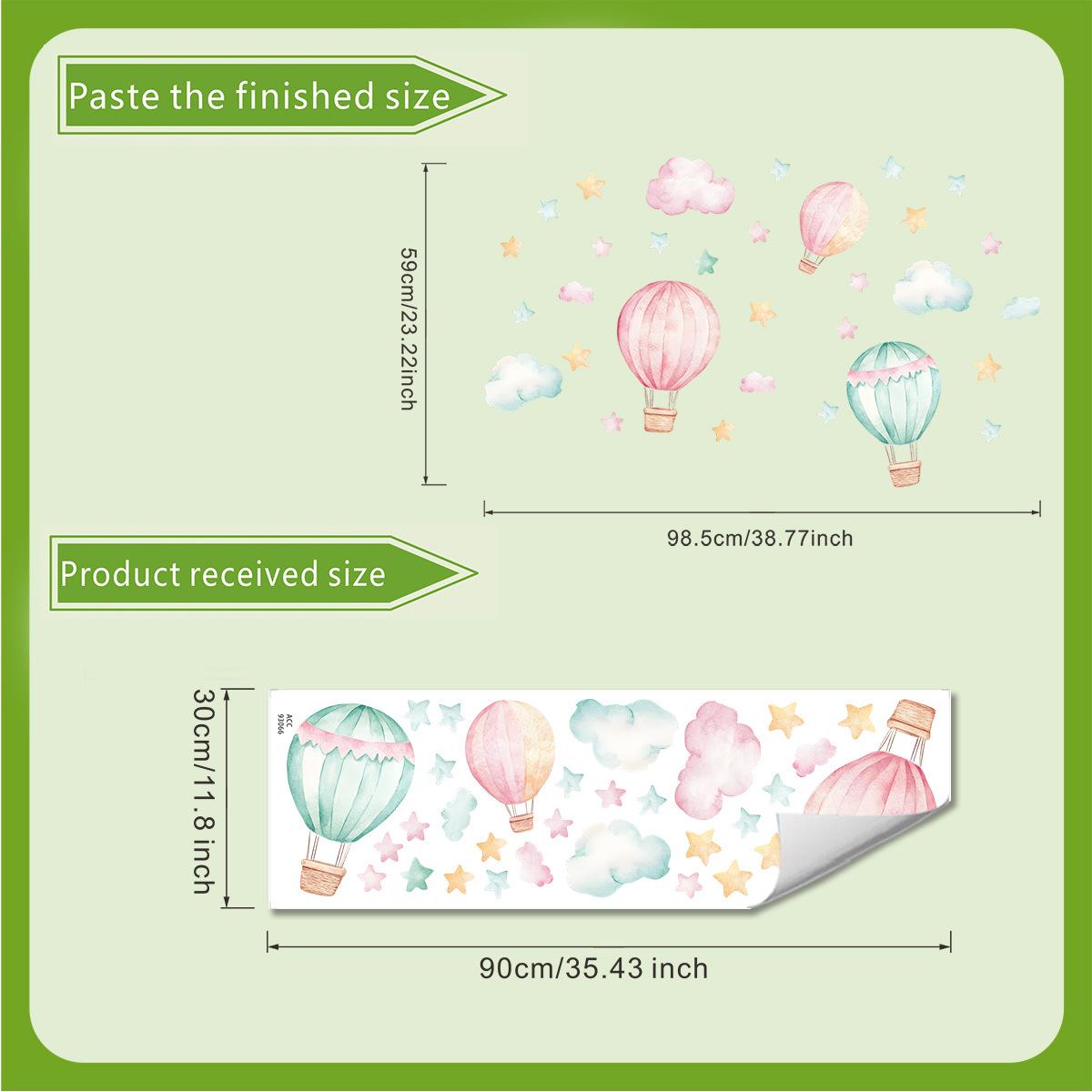 

Colorful Cartoon Hot Air Balloon Star Cloud Wall Sticker Kids Room Bedroom Background Decoration Self-Adhesive 30x90cm різнокольоровий
