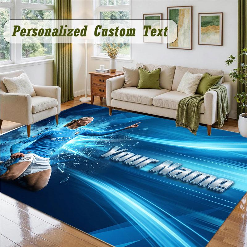 Crystal Velvet Square Rug Custom NameErling Haaland Pattern Non Slip Home Floor Decor Rug