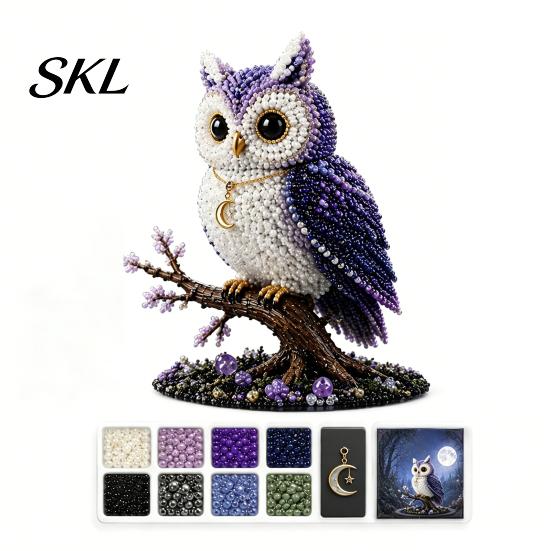 Mehrschichtige Perlenstickerei DIY Perlenmaterial-Set, 3D Mythischer Wald Serie Kompletter Anfänger-Bastelbausatz mit Hochwertigem Handgefertigtem Perlen-Tier