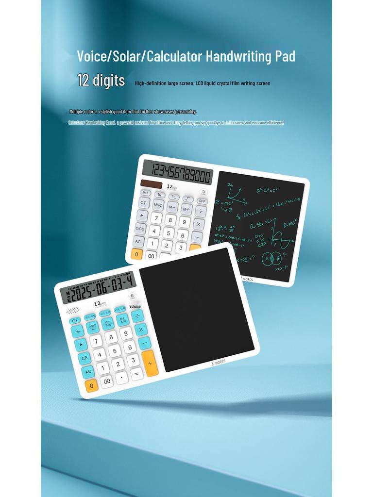 Dual Power Solar Business Calculator with Handwriting Board - Large Screen & Voice Feature