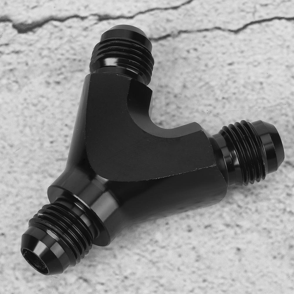 Aluminum Alloy 3 Way Fitting Adapter Y Type AN6 6AN Male to 2X AN6 6AN Male Black