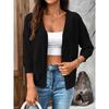 Cardigan da donna estate 2025, scialle sottile, manica a tre quarti, lavorazione a maglia traforata, scollo a V