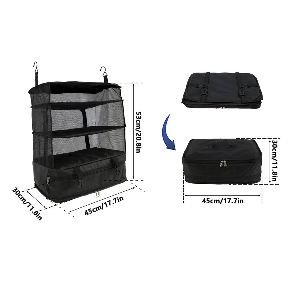 2/3 Layers Hanging Travel Luggage Organizer Bag Large Capacity Foldable Clothes Storage Bag Portable Breathable Wardrobe Garment