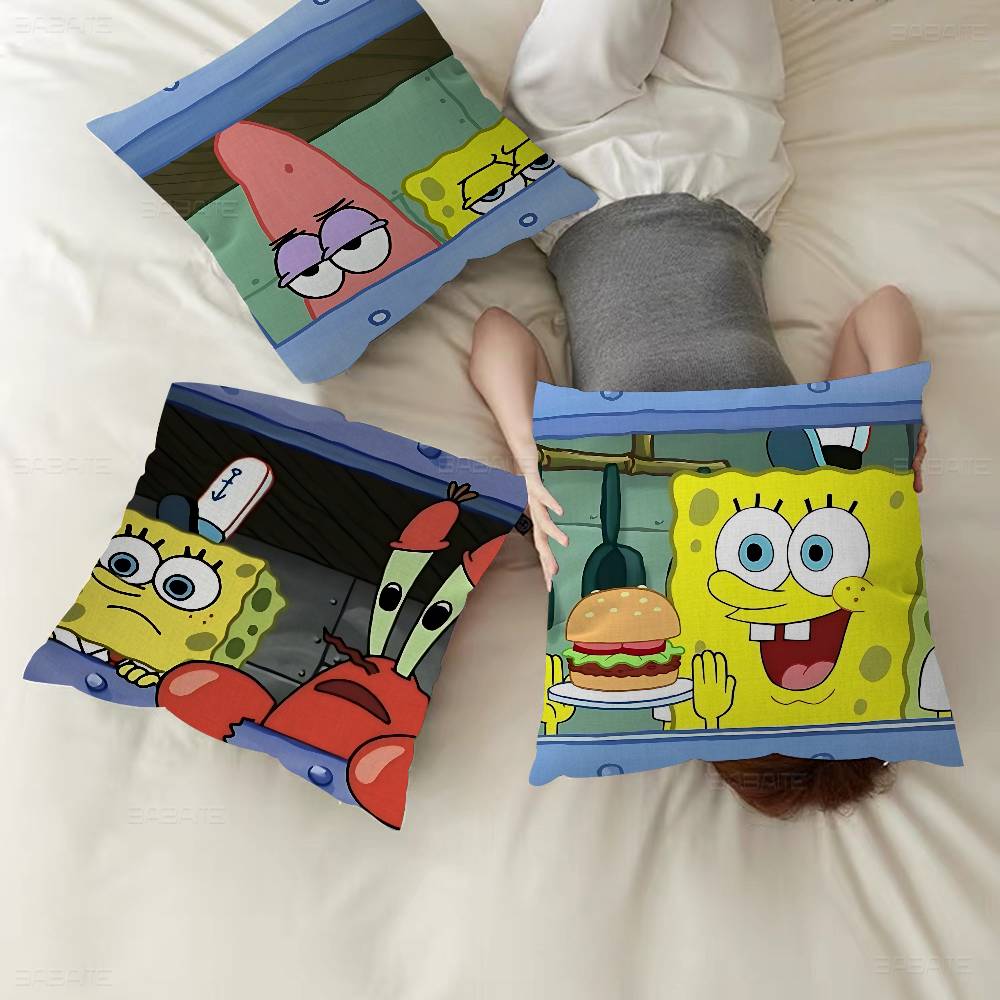 Cartoon S-Sponge-B-Bob Pillow Cushion Cover Pillowcase Living Room Sofa Home Decor