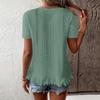 Women Summer  Top Eyelet Vacation Short Sleeve V Neck Loose Fit Shirt Spring Fashion Casual Clothes