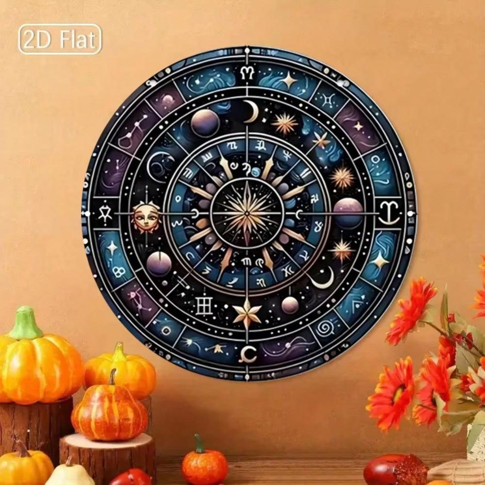 Retro Zodiac Astrology Tin Sign Wall Art 8x8 Inch Metal Decor Vintage Bar Home Gift