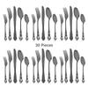 30Pcs Silver Royal Dinnerware Set Knife Dessert Fork Spoon Flatware Stainless Steel Cutlery Kitchen Silverware Tableware Set