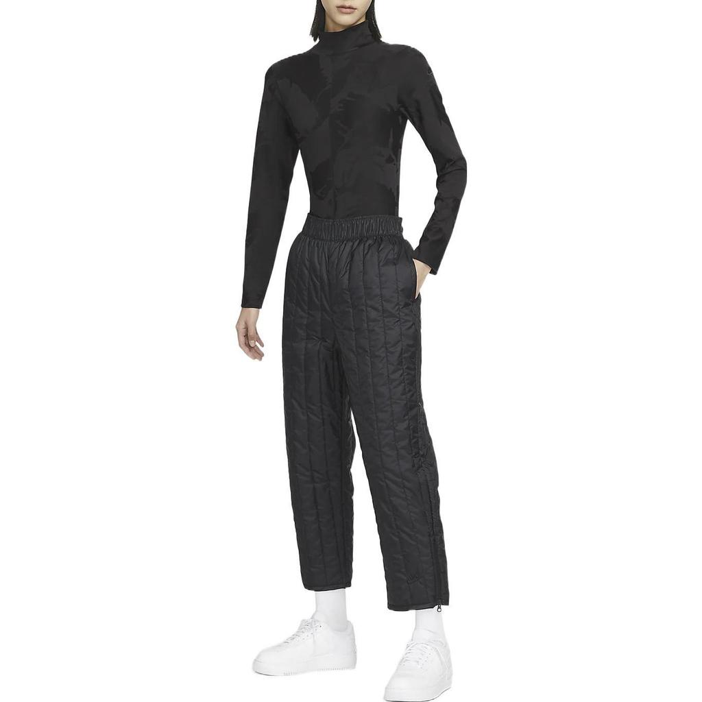 Nike Sportovní oblečení Therma-FIT Tech Pack Jednobarevné Prošívané Teplé Volné Bavlněné Kalhoty s Vysokým Pasem Dámské Spodní Díly Černá DQ6962-010
