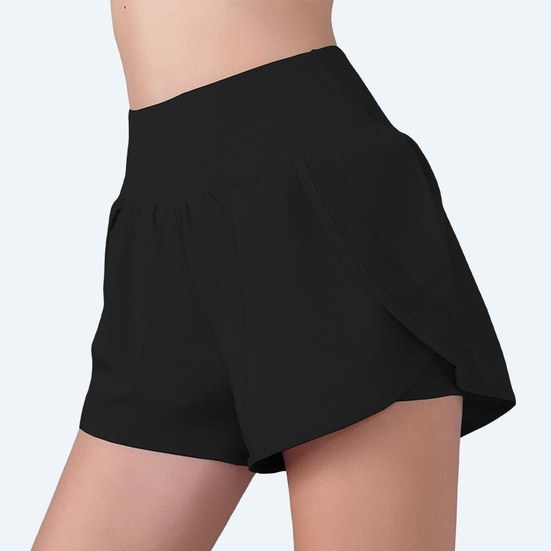 

Женские быстросохнущие спортивные шорты 2-в-1 с высокой посадкой для бега и йоги XL чёрный