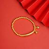 Luxury 24K 9999 Pure Gold Real Gold Curved Tube Round Bead Bracelet Women's Vintage Lotus Seed Bracelet