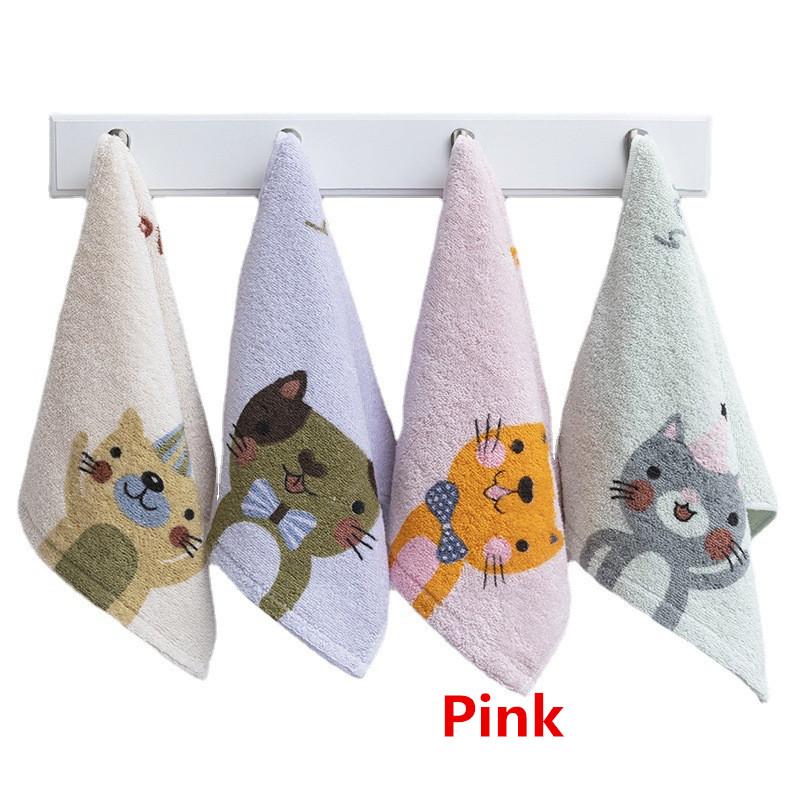 

1 шт. 25x50 см 100% хлопок с рисунком мультяшного кота для детей, впитывающее маленькое полотенце для рук и лица 25x50cm&1pc розовый