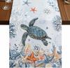 Summer Ocean Coral Nautical Starfish Linen Table Runner Party Decor Reusable Kitchen Dining Table Runner Wedding Decorations
