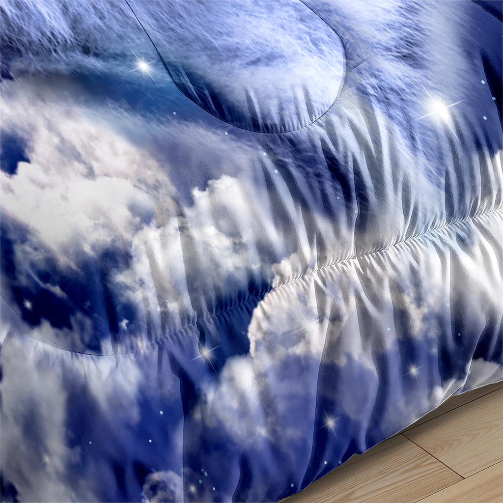 Cloud Tiger Starry Sky Digital Printing Fat Quilt Set Home Textile Feather Silk Cotton Three-piece Set