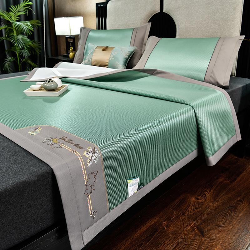 New High-end Ice Silk Antibacterial Bed Mat Two-piece Set Three-piece Folding Ice Rattan Mat Ice Silk Mat Pillowcase