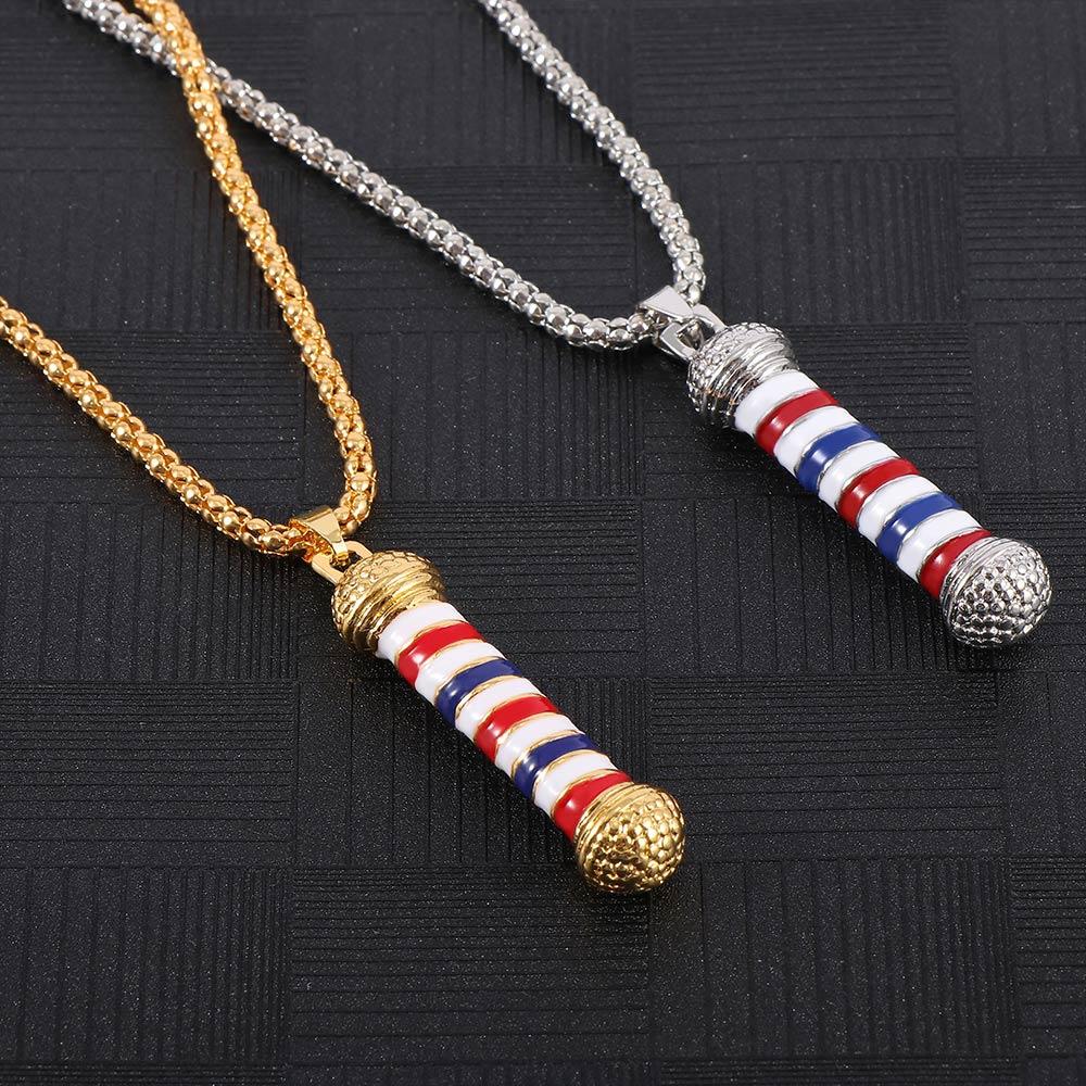 

Retro Women Barber Shop Fashion Barbers Pole Chain Jewelry Necklace Pendant