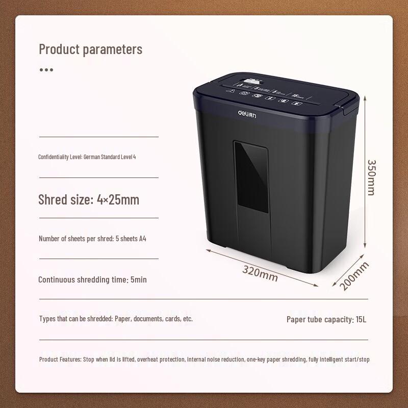 Deli Desktop Mini Cross-Cut Paper Shredder CN plug (adapter included)