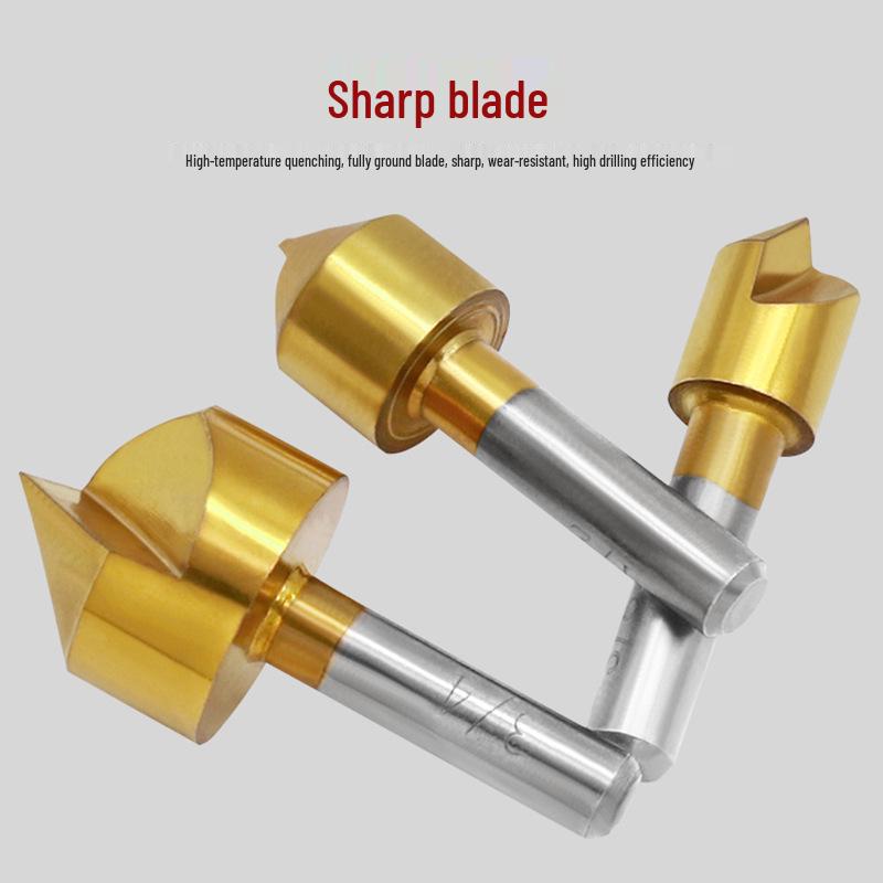 90° Single-Flute Chamfering Countersink Tool for Tapered Wood Screw Holes