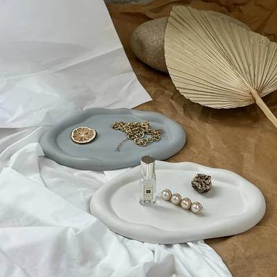 1 PCS 3D Diy Cloud Shape Resin Tray Silicone Mold Asymmetrical Oval Design Great For Jewelry Storage Aroma Plaster Candle Mould