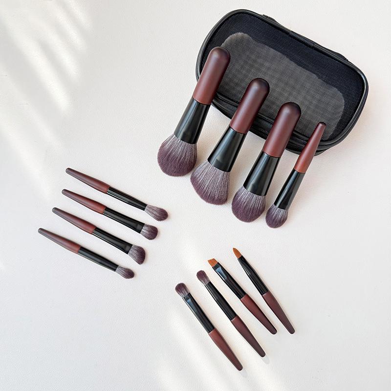 12-Piece Mini Portable Makeup Brush Set with Fiber Bristles: Powder & Eyeshadow Brushes, Complete Beauty Tool Kit.