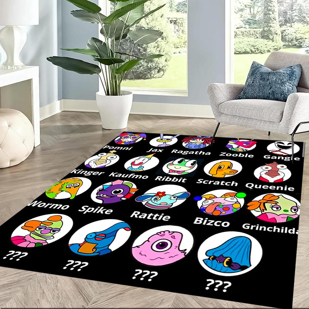 Digital Circus Floor Rug Office Rug Design for Playrooms Game Room Balcony Foyer Anti-slip Rug Decorate Offices Perfect Gift for Friends & Family