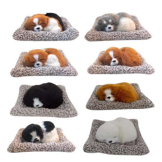 Sleeping Dog Plush Toy with Squeaky Sound & Bamboo Charcoal Bag