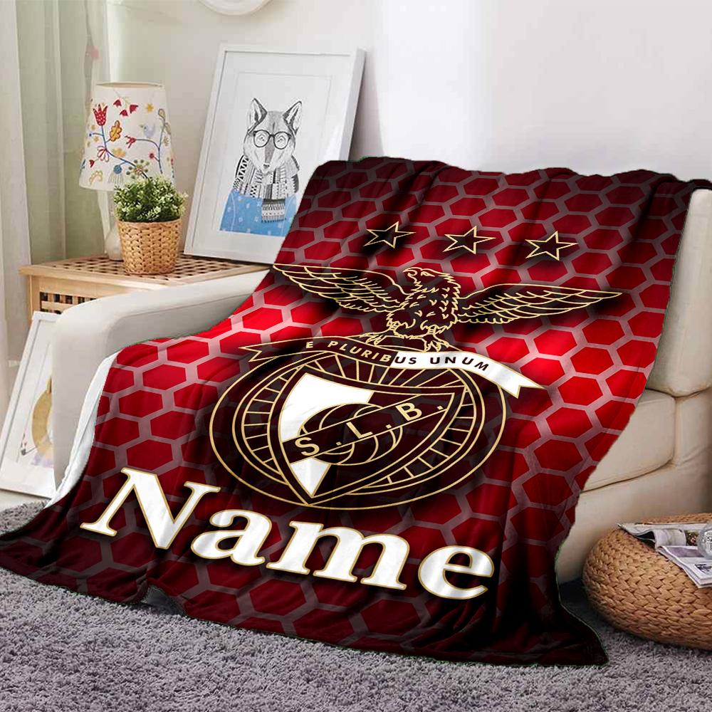 Custom Name Benfica Theme Printed Blanket Perfect For Couch Bed Travel Outdoor Use Machine Washable Cozy Durable