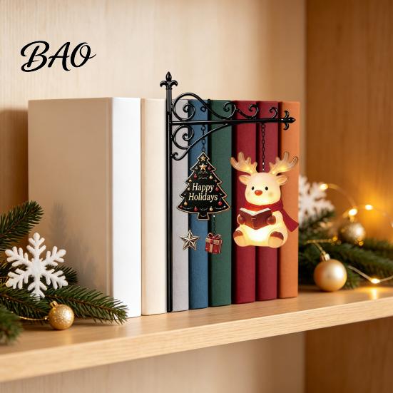 Holiday Gift for Friends 2PCS Christmas Bookshelf Lamp, Resin Santa Claus Elk Snowman Hanging Light Bedroom Light, Multi-Color Lighting Wall