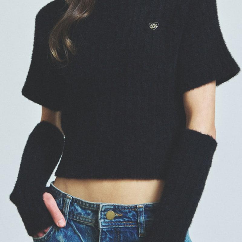 KNITTED HAIRY FUR CABLE HAND WARMERS 3COLOR