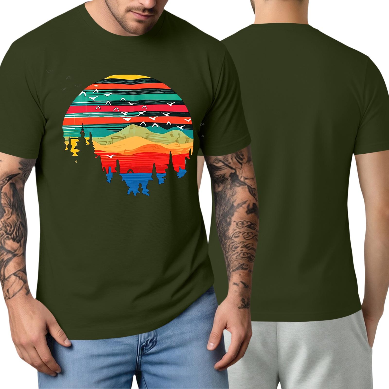 

Men s Short-sleeved Fashionable Casual Everyday Trendy Letter Print Short-sleeved Shirt L армия зеленый