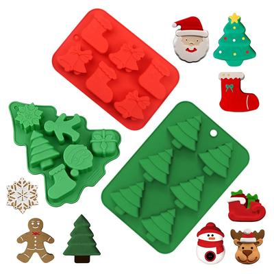 Silicone Chocolate Mold Xmas Tree Biscuits Mould Cake Baking Mold Bakery Tool  Fondant Mold Christmas Dessert Decoration