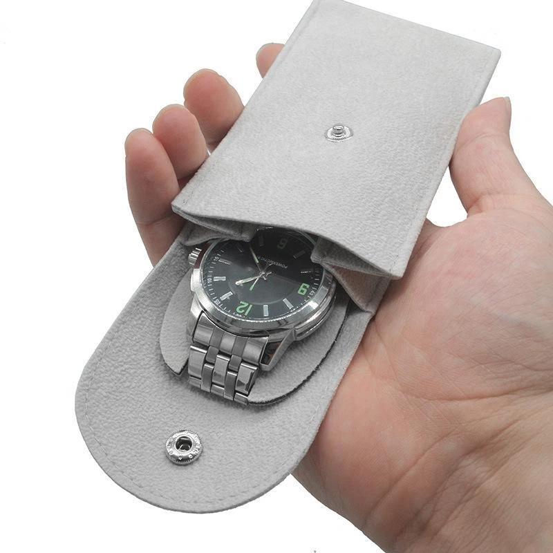 Velvet Watch Protective Pouch Soft Scratch Proof Lining Snap Closure for Travel Outdoor Daily Use