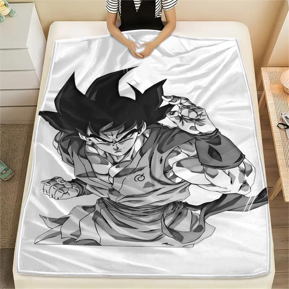 Dragon Ball Cute Son Goku Flannel Blanket Fashion Print For Bedroom Sofa Bed Chair Travel Picnic -HE7