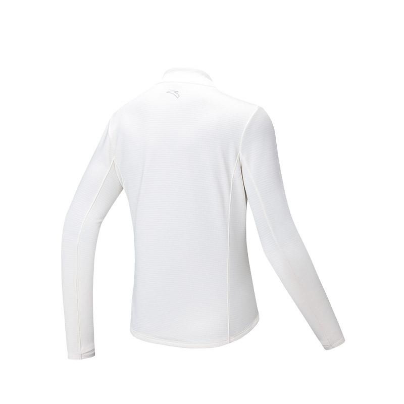 Anta Running Series Solid Color Half High Neck Comfortable Breathable Versatile Long Sleeve T-Shirt Women T-Shirt Vanilla Cream 162445405-1
