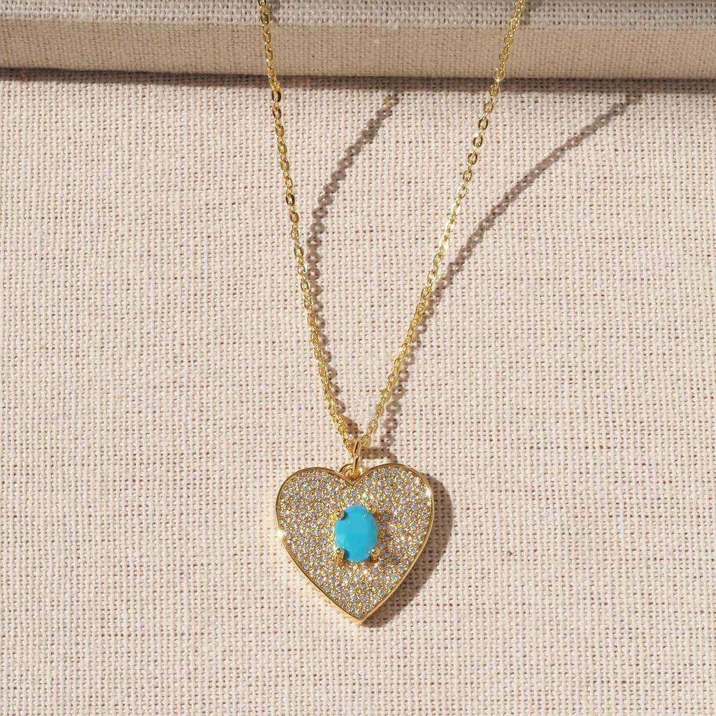 Heart Pendant Gold-Plated Zirconia Necklace - High-End Women’s Clavicle Chain
